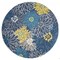 Homeroots 8 ft. Round Blue Tropical Flower Area Rug 385407 - alternate 1